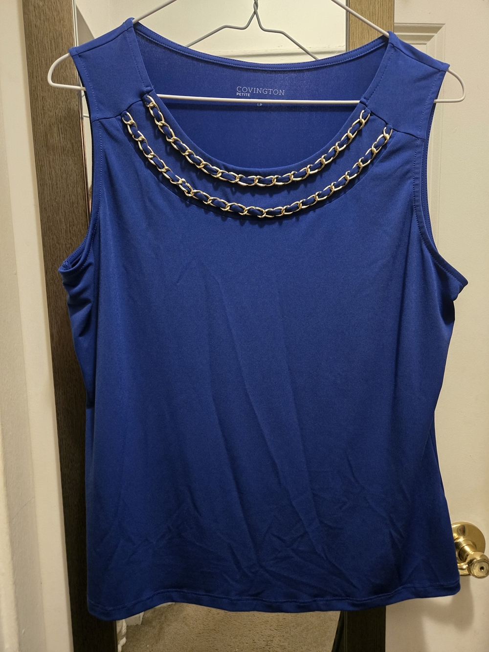 Covington Royal Blue Chain-Trim Sleeveless Tank